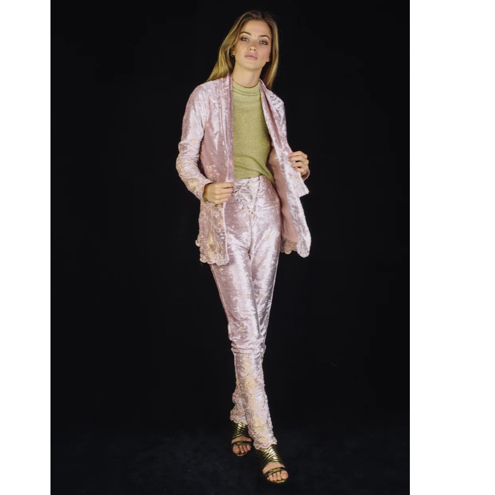 NWT Lenni the label pink velvet pants size medium